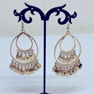 Vintage Boho Drop Dangle Gold Tone Earrings 3” Gorgeous